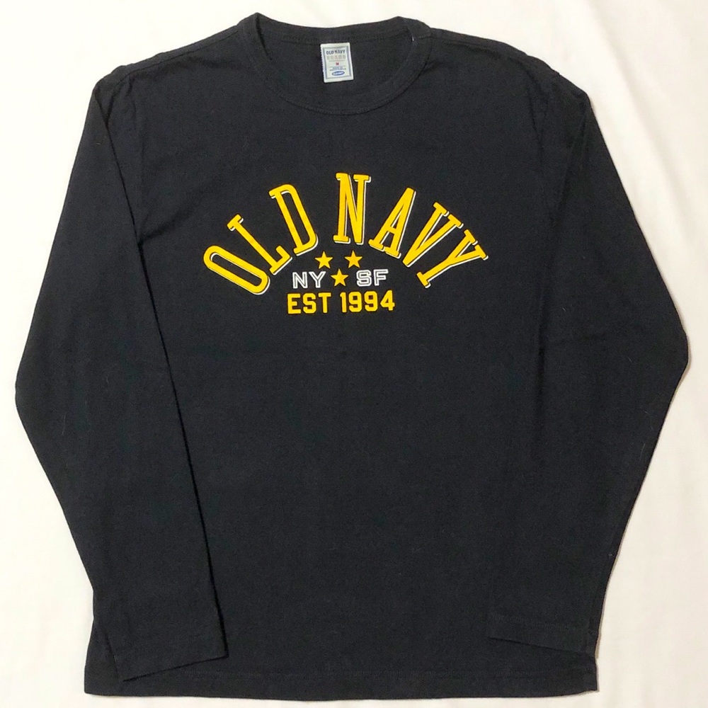 Old Navy Men’s L/S Black T-shirt w/Gold Logo - M